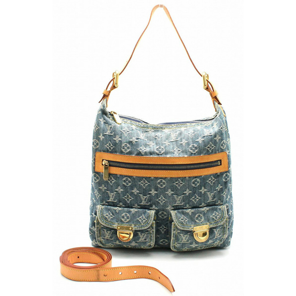 Louis Vuitton Monogram Denim Baggy Shoulder Bag One Long Strap u